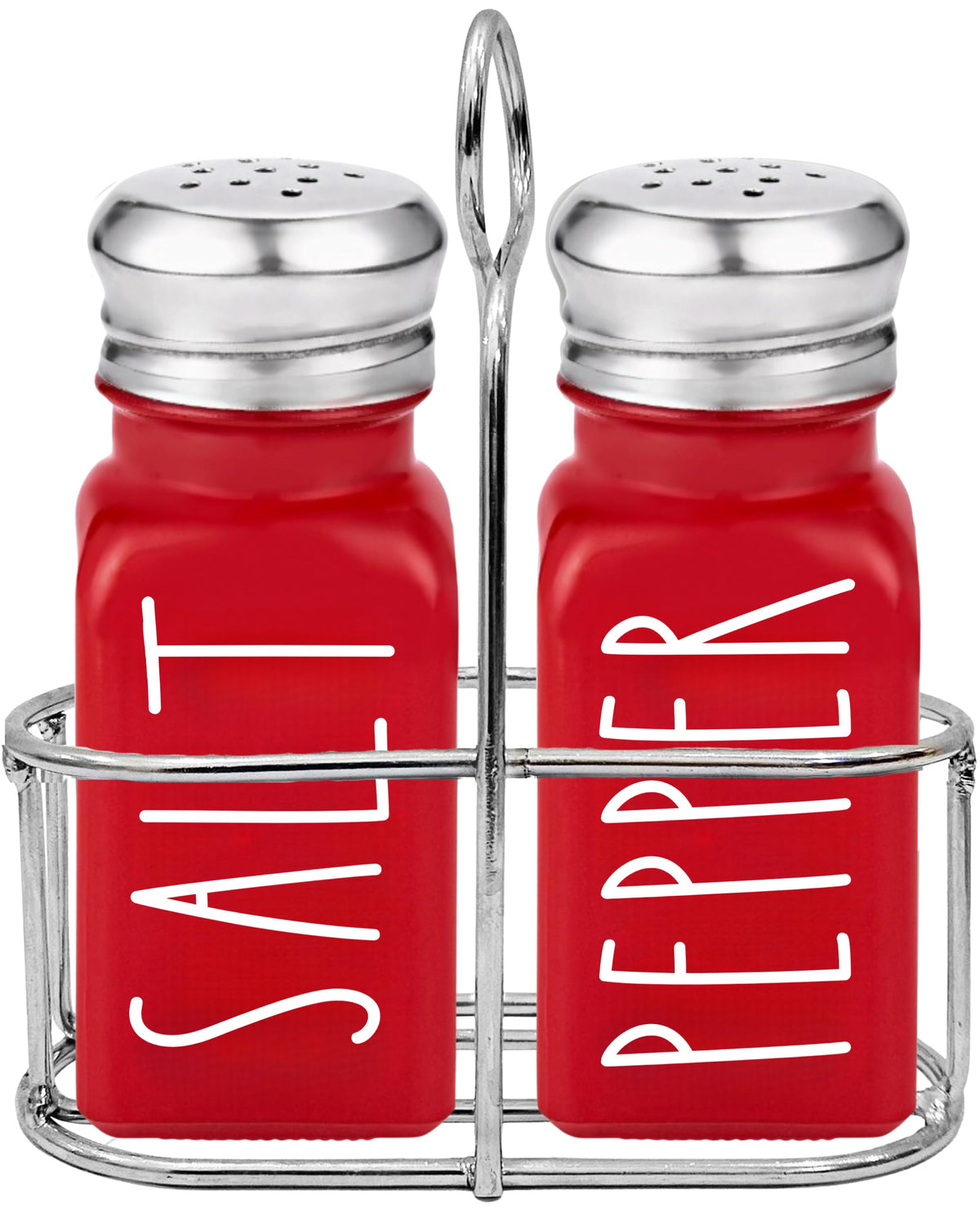 Brighter Barns sal y pimienta rojo con porta, ideal para mesa decorativa navideña