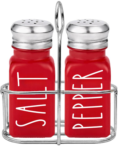Brighter Barns sal y pimienta rojo con porta, ideal para mesa decorativa navideña