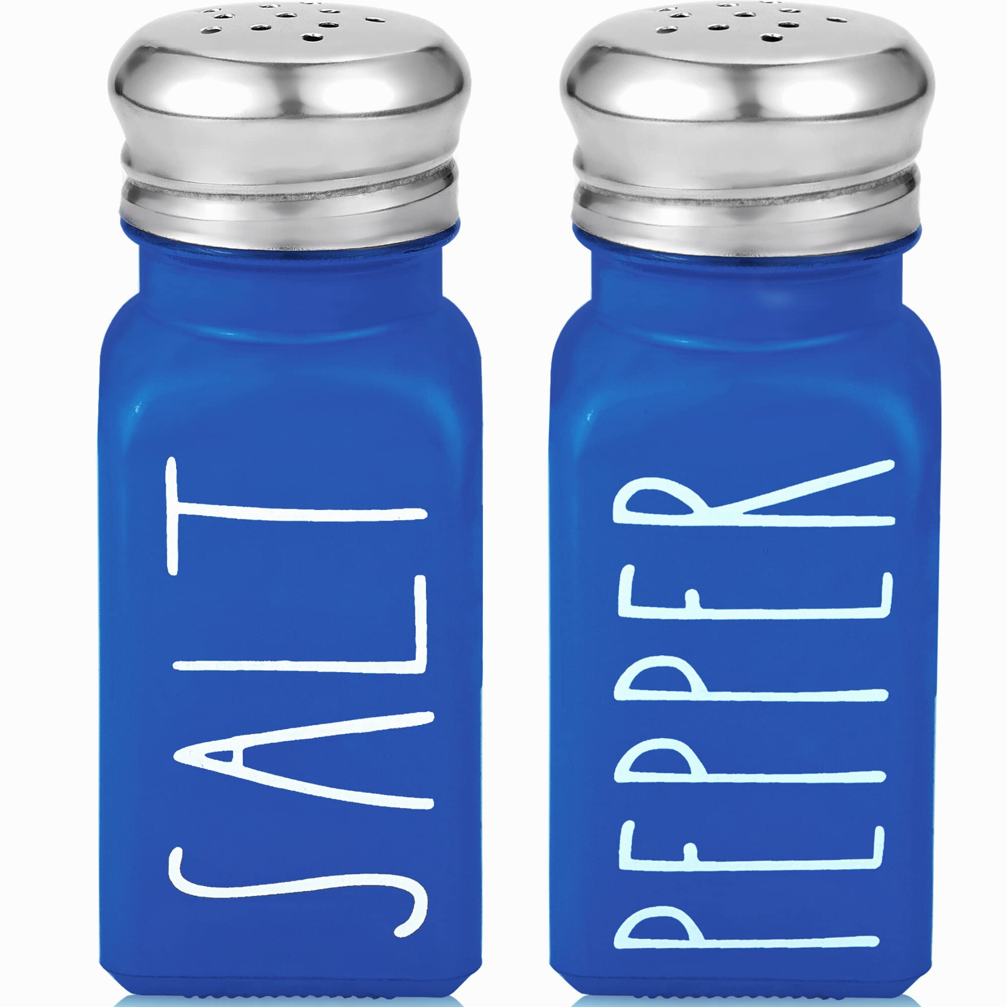 Brighter Barns sal y pimienta azul en vidrio para la mesa y cocina