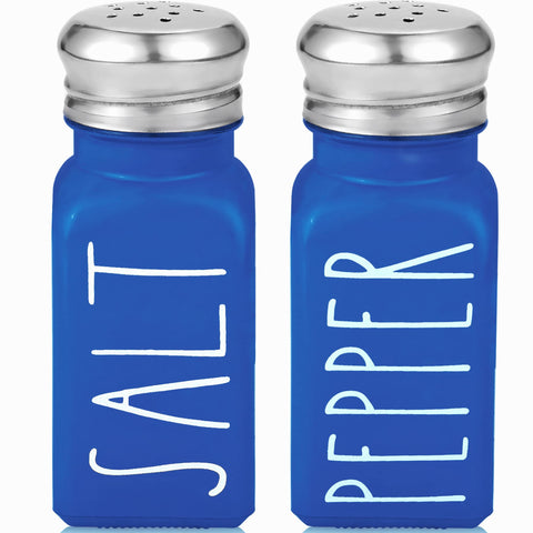 Brighter Barns sal y pimienta azul en vidrio para la mesa y cocina