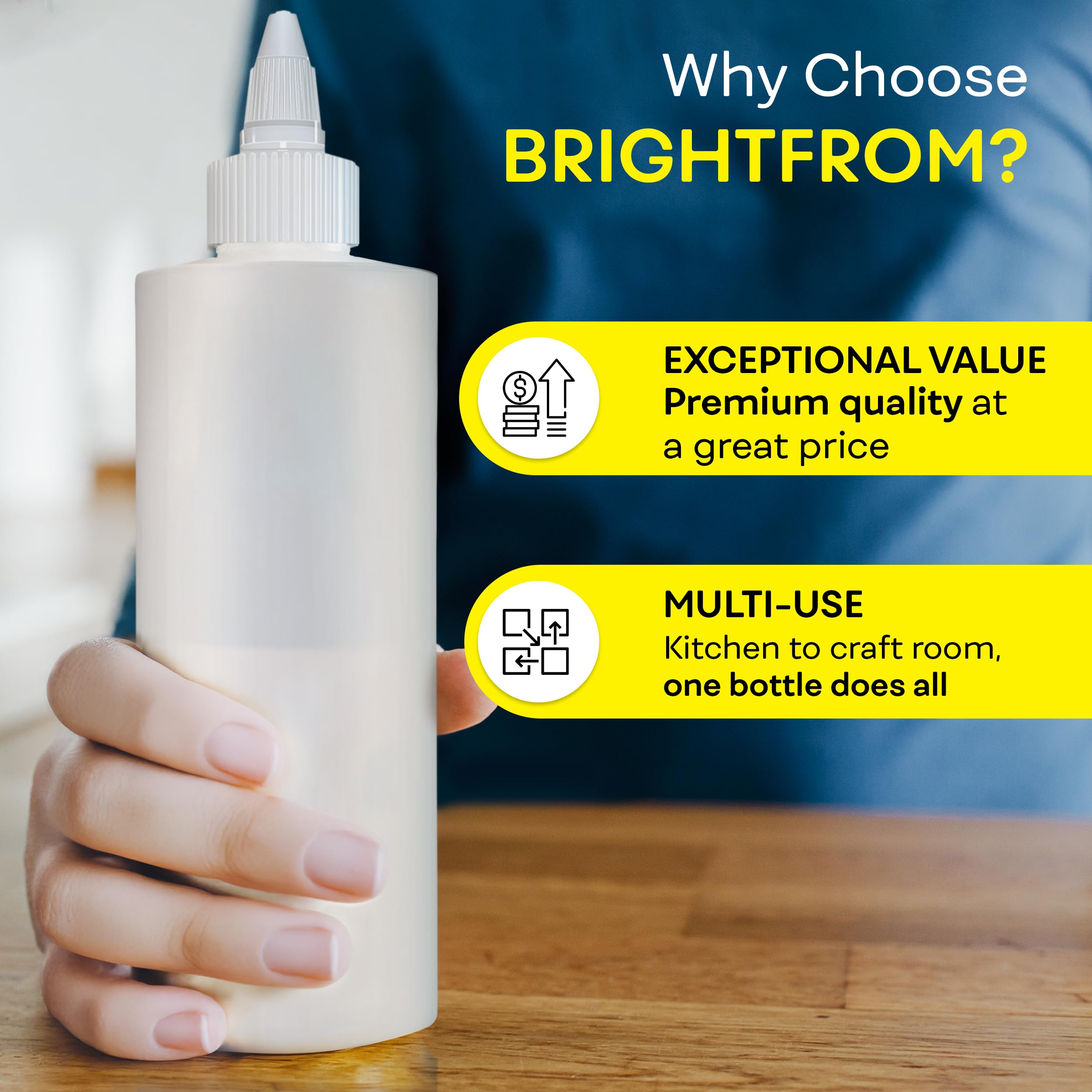 BRIGHTFROM botella de aderezos 16 oz con tapa giratoria, vertido limpio.