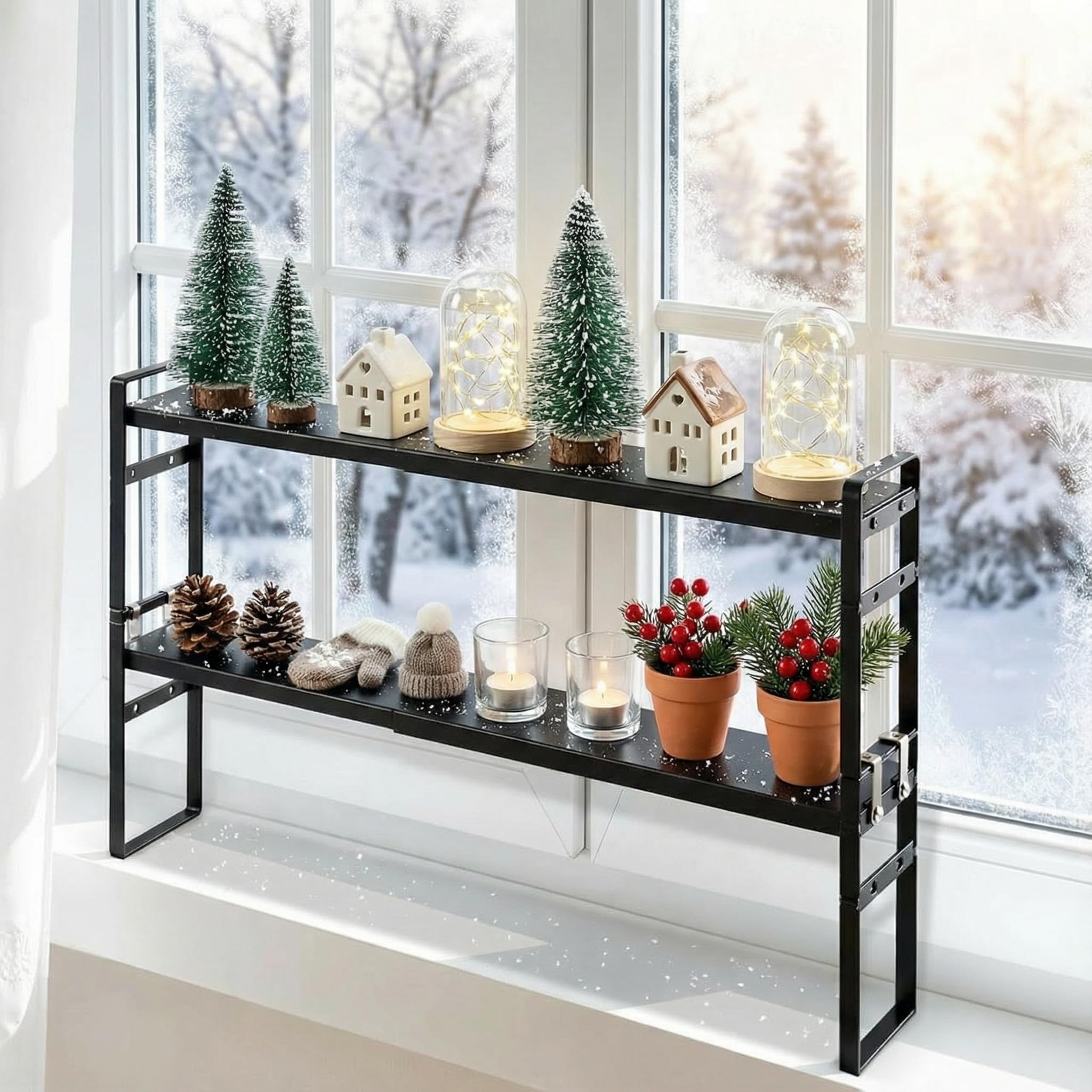 BrightRow estante expandible para repisa de ventana para plantas pequeñas.