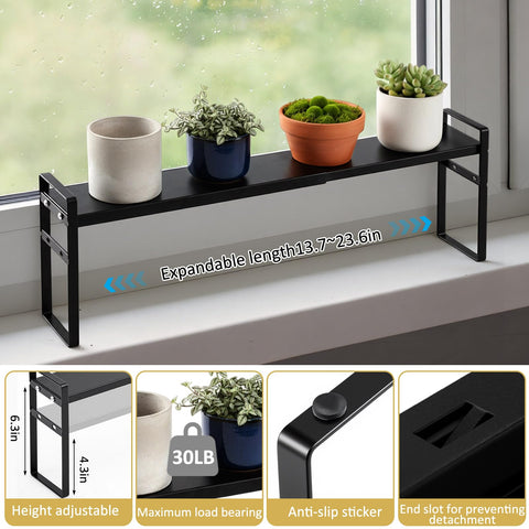 BrightRow estante de dos alturas en ventana para almacenamiento estable.