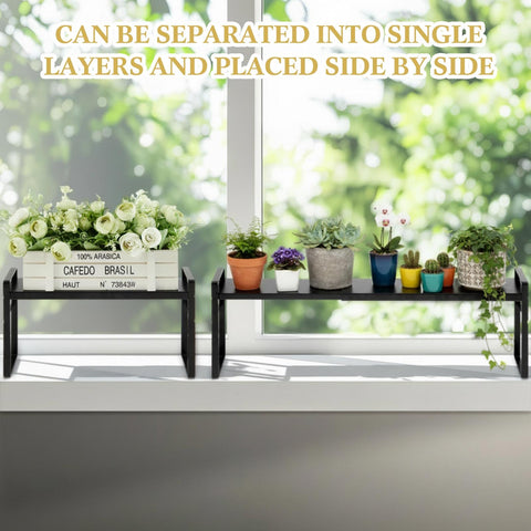 BrightRow estante expandible soporta plantas y decoraciones ligeras.