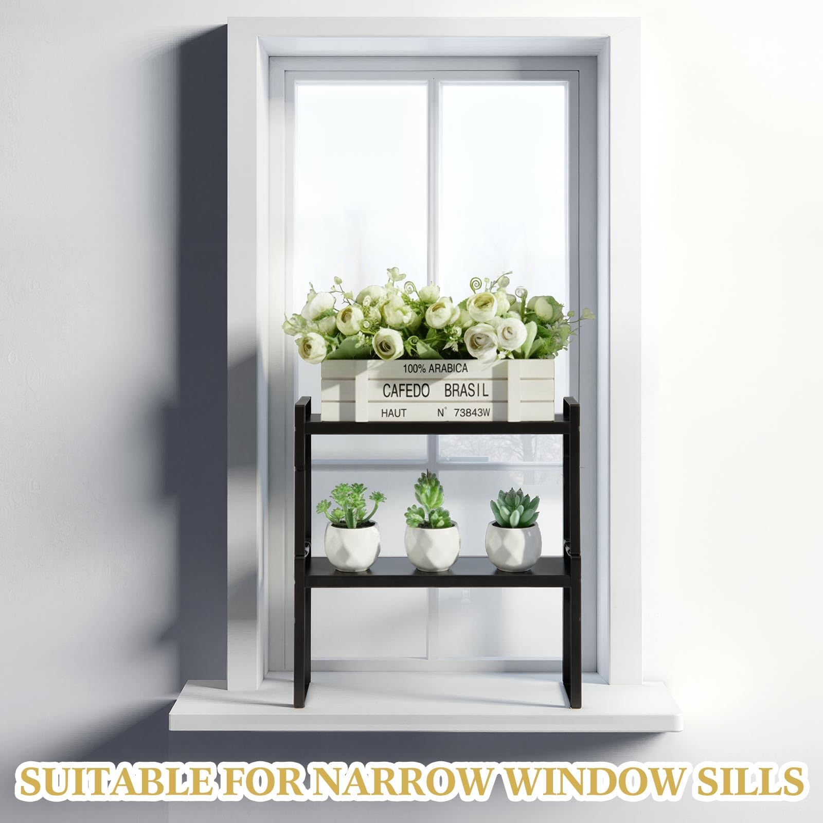 BrightRow estante para ventana negro añade estilo y organización.