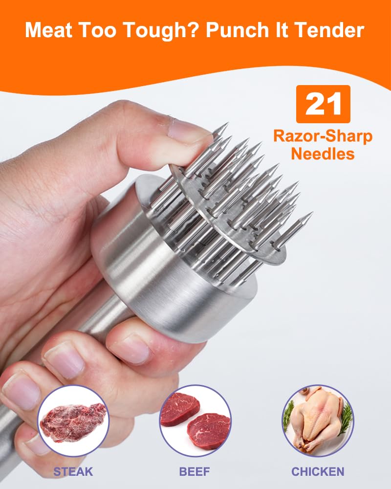 Brigii ablandador de carne en acero inoxidable 304, duradero y apto para contacto alimentario.