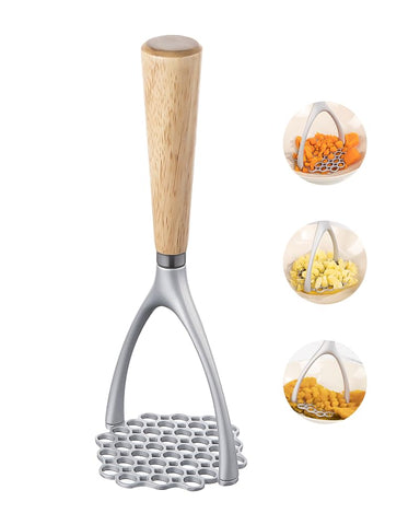 Brigii prensapapas con mango de madera, agarre cómodo para triturar papas.