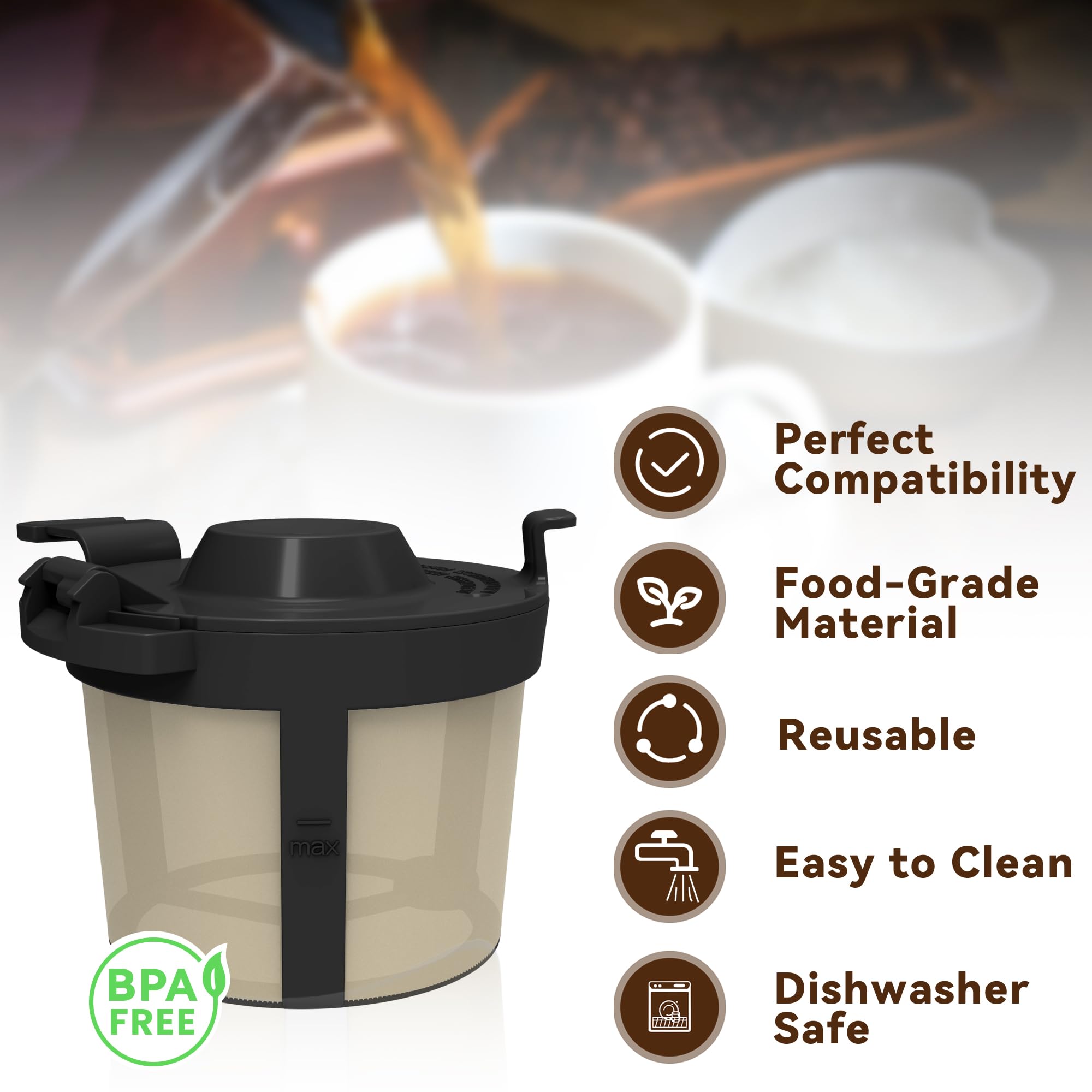 Brikinte canasta filtro Ninja pb041st reutilizable, ideal para café limpio.