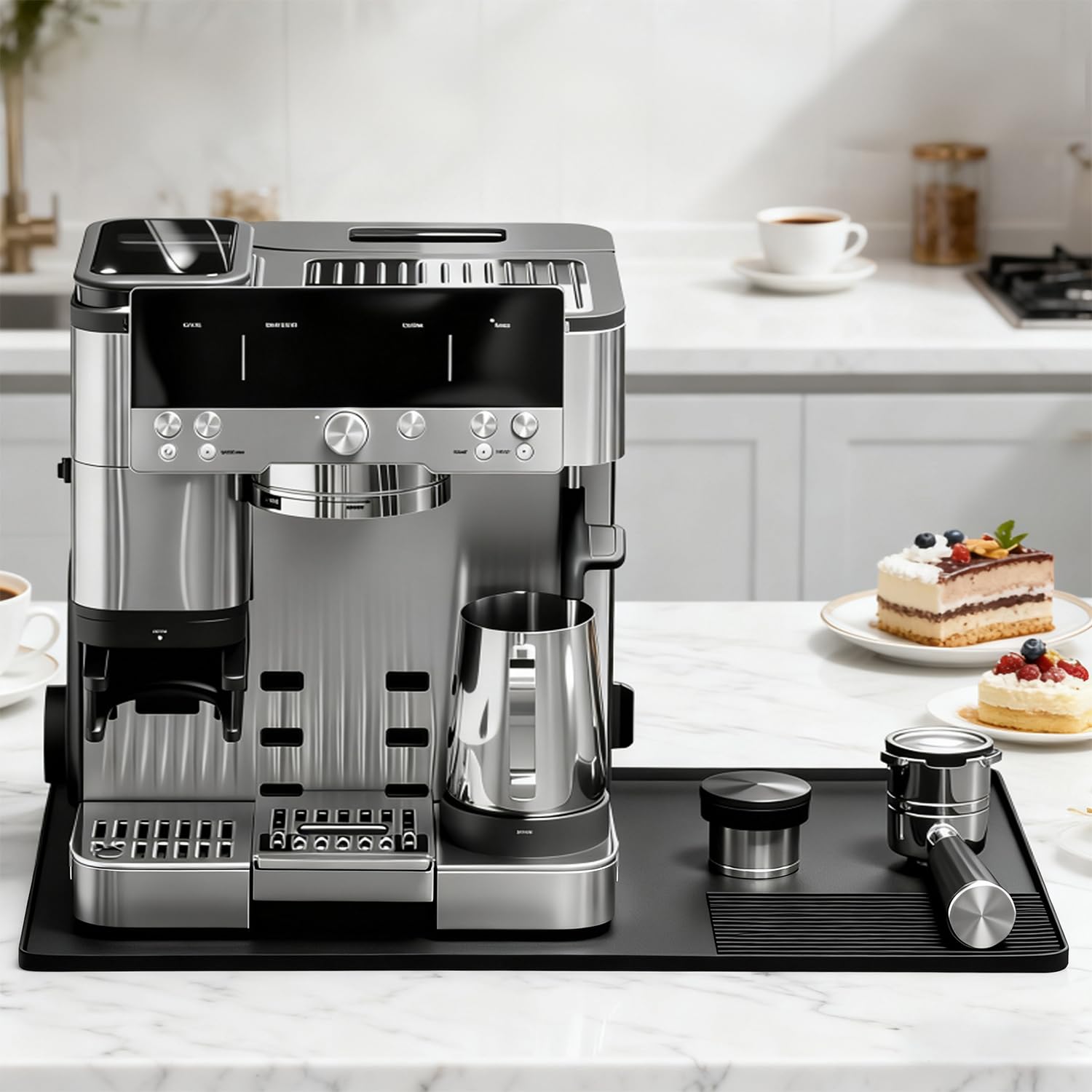 Brikinte mat reduce vibraciones; menor ruido al usar la cafetera.