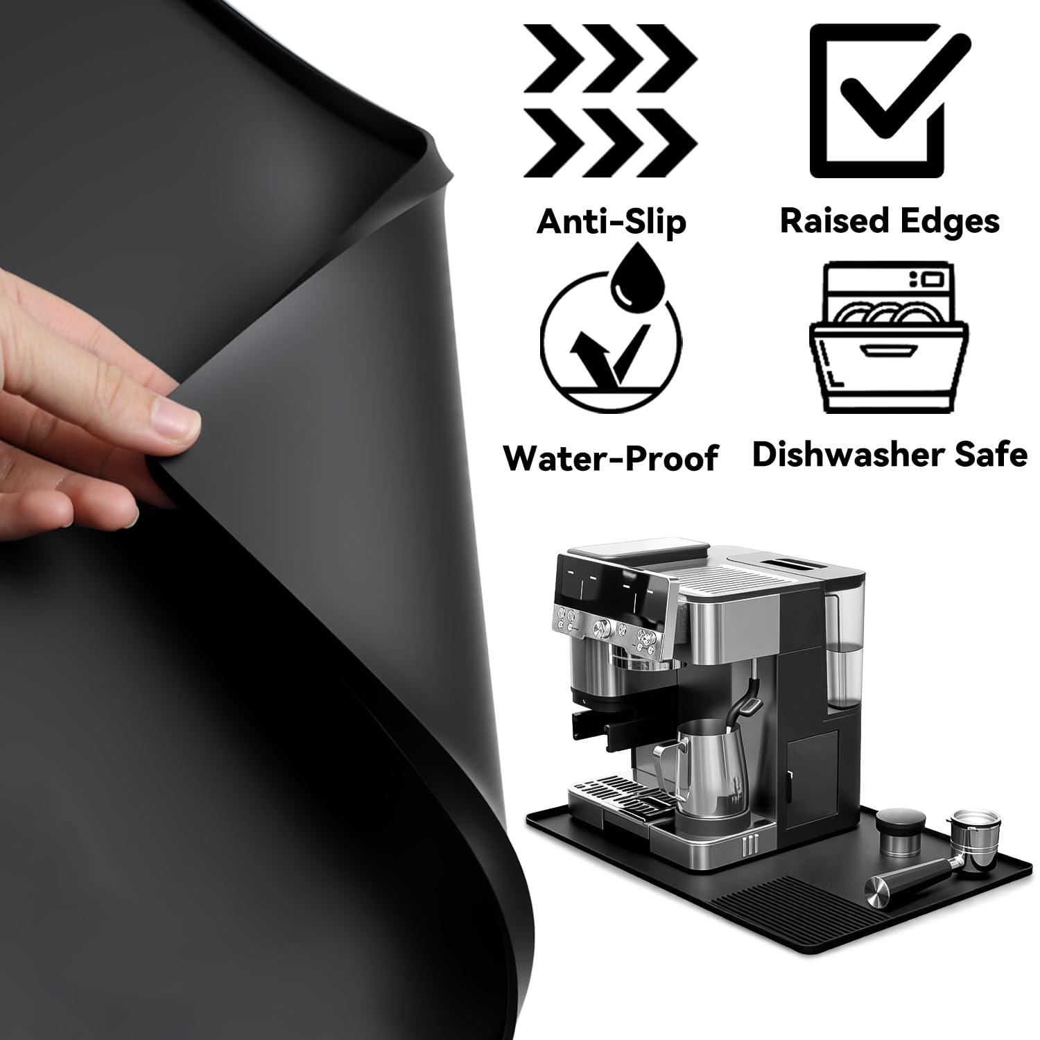 Brikinte mat de silicona; superficie antideslizante mantiene estable la cafetera.