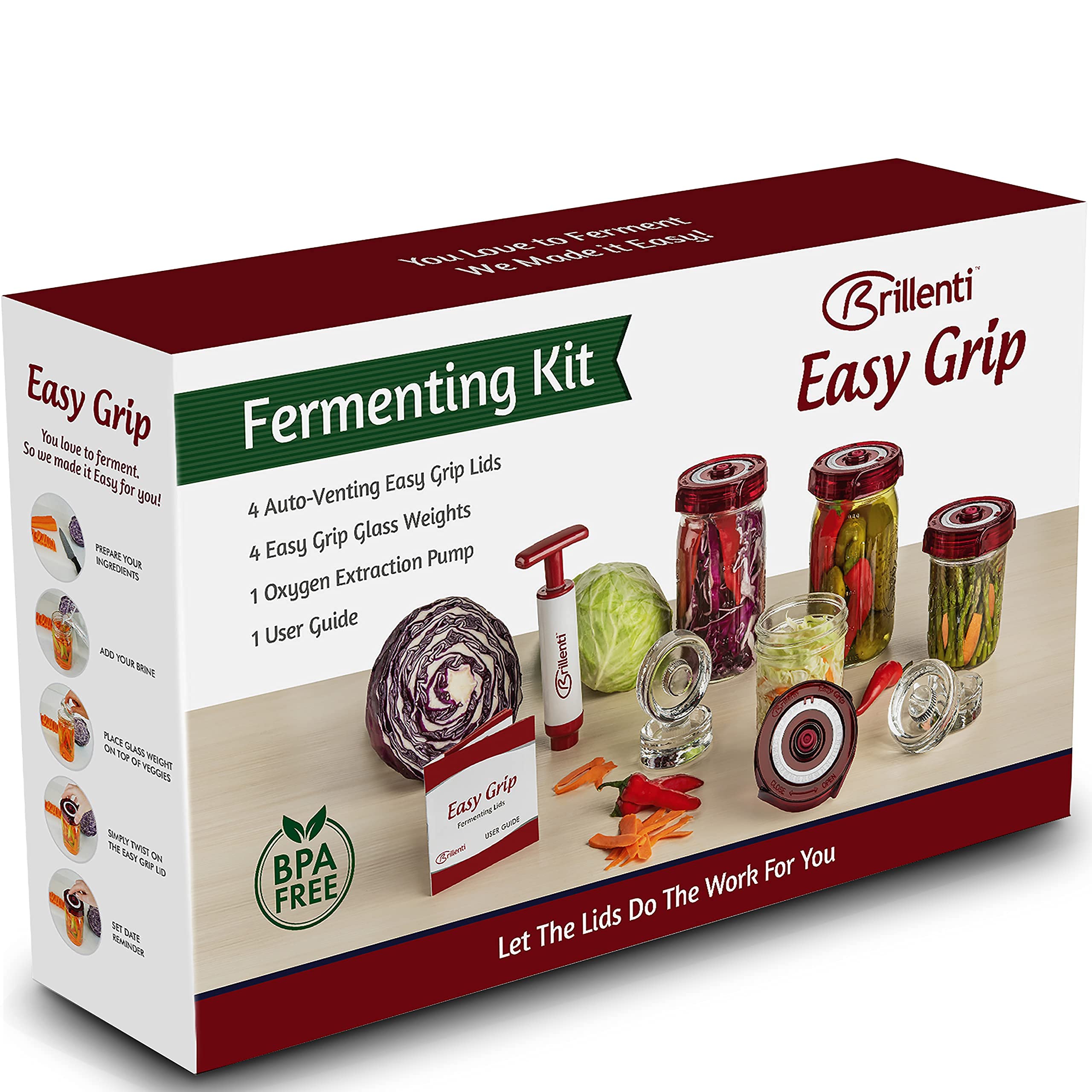 Brillenti tapas fermentación boca-ancha: sellado fiable para verduras fermentadas crujientes.