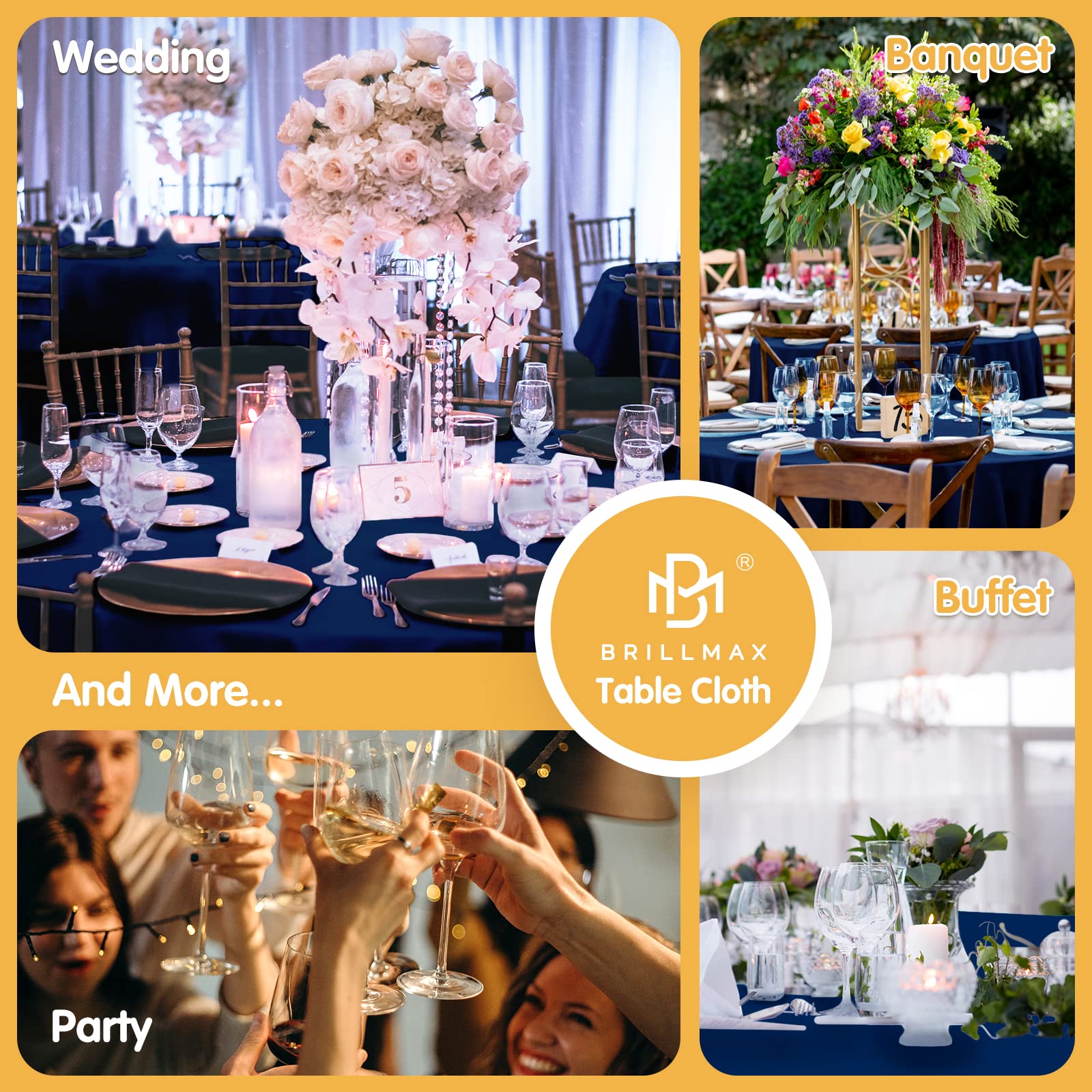 BRILLMAX mantel reutilizable y duradero para múltiples eventos