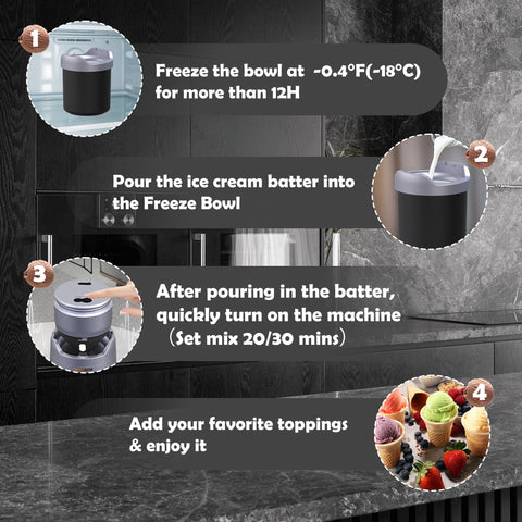 BRIOBITE Maquina de helado fácil de limpiar: desmontable y apta para lavar con agua.