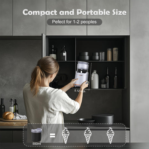 BRIOBITE Maquina de helado con USB-C y batería recargable para usar sin estar conectado.