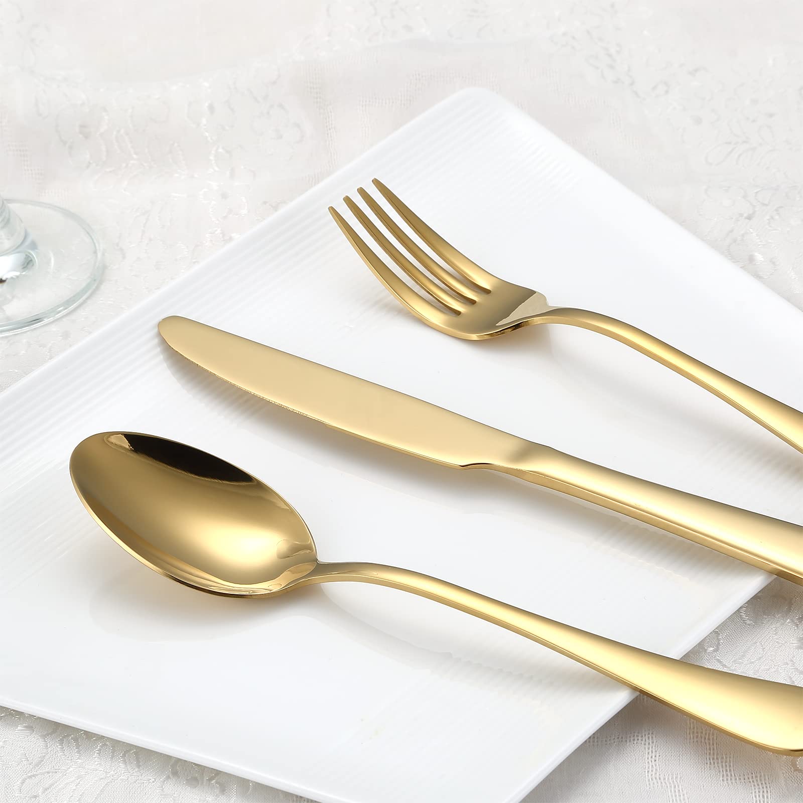 BRIOUT cubiertos oro brillantes para mesa elegante y cena especial