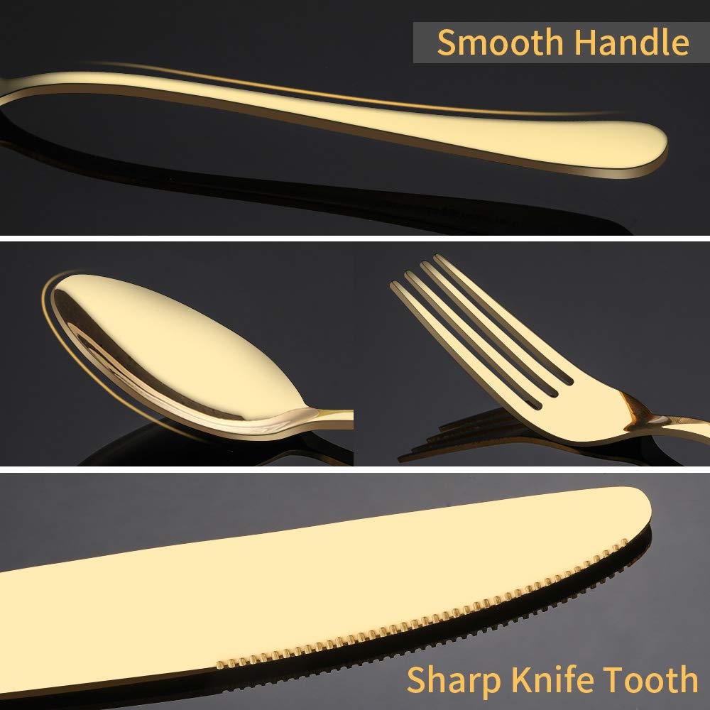 BRIOUT mango ergonómico en cubiertos dorados para un agarre cómodo