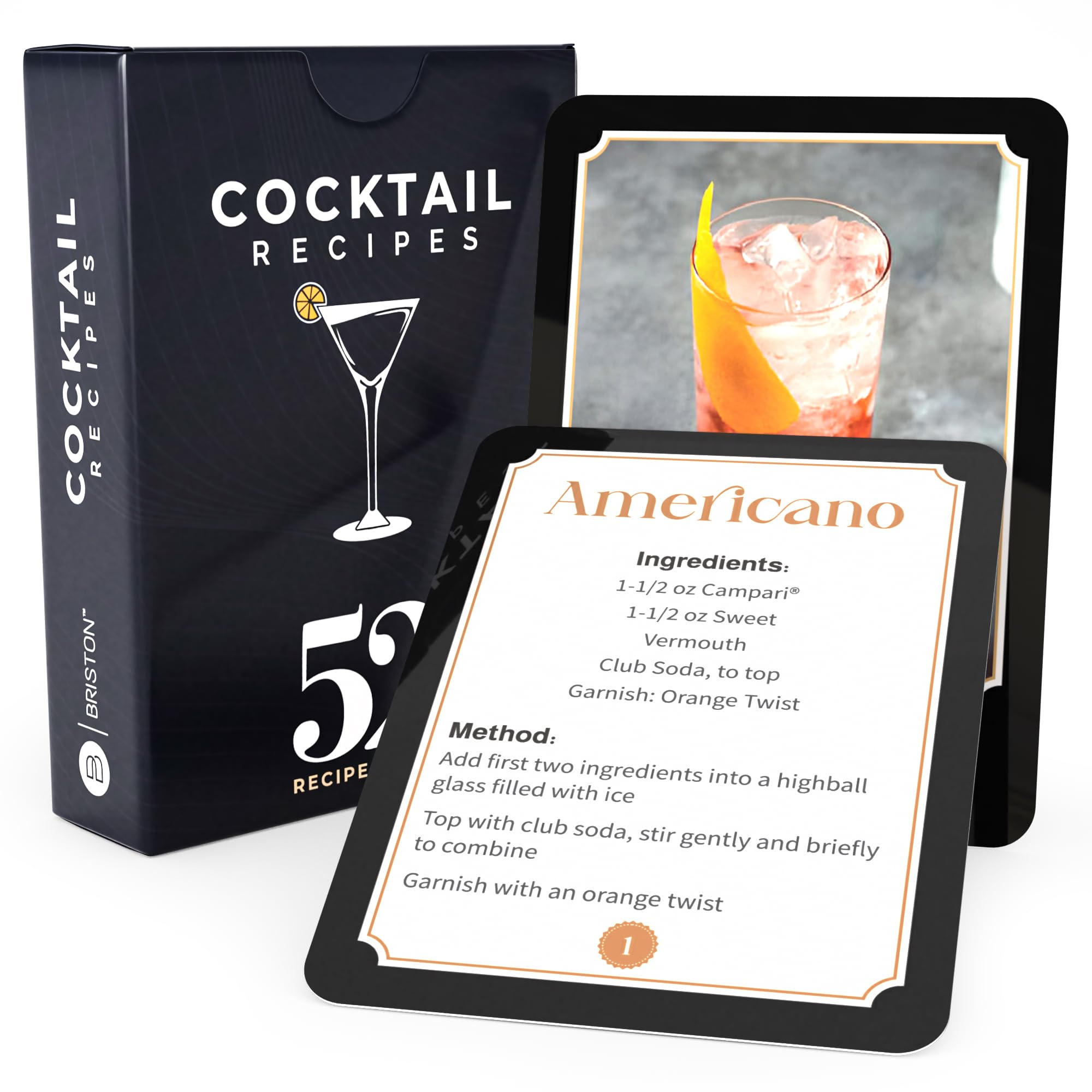 Cartas Briston con 52 recetas de cocteles para casa