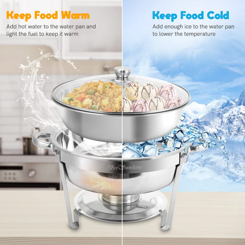 BriSunshine conjunto de 4 chafer redondo 5qt, perfecto para grandes eventos.