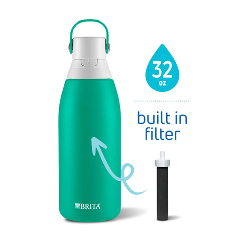 Brita botella aislada 32oz evita residuos plásticos al reemplazar botellas.