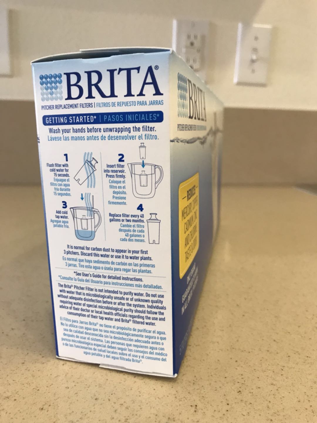 Brita instalación fácil sin pre-remojo para filtración rápida.