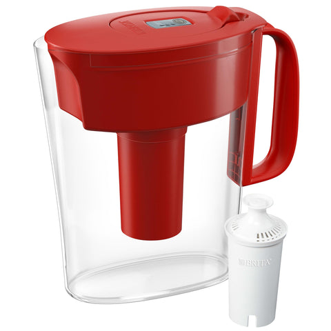 Brita jarra filtrante roja de 6 tazas para agua con sabor más suave.