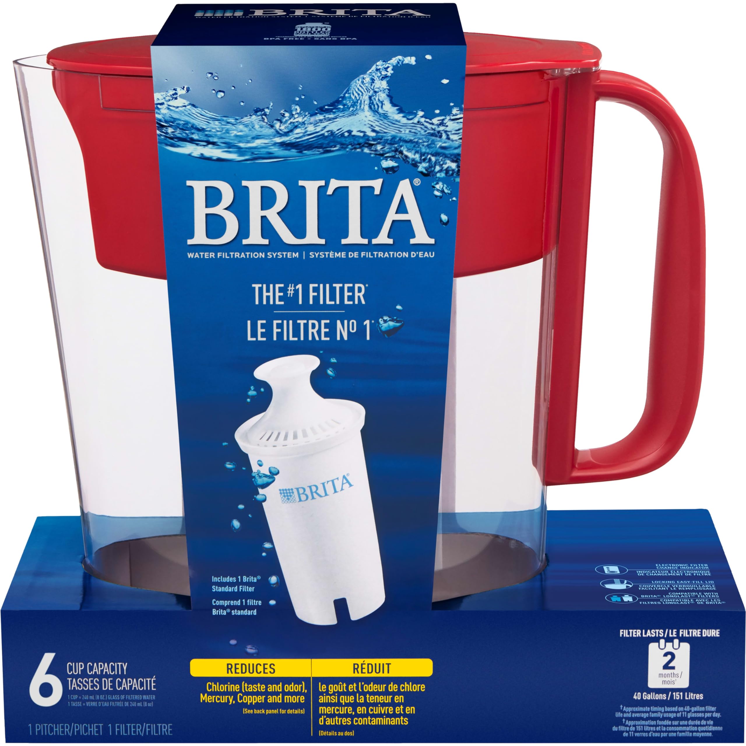 Brita reducción de cloro y sabor más agradable.