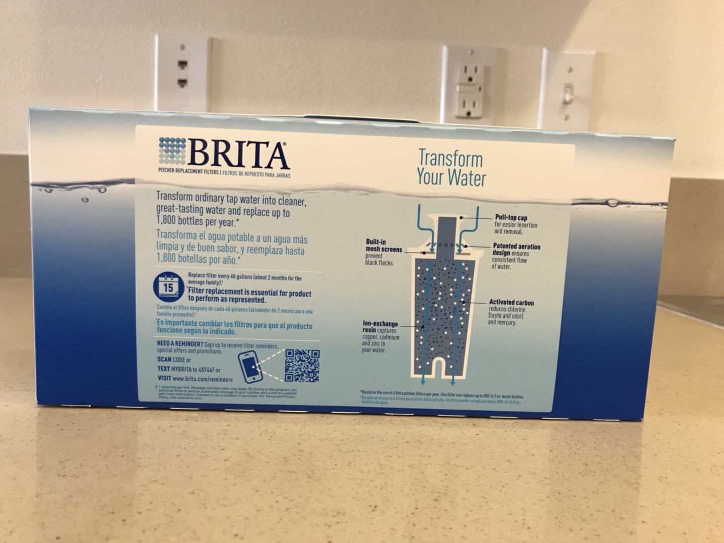 Brita repuestos reducen cobre, mercurio y cadmio en el agua.