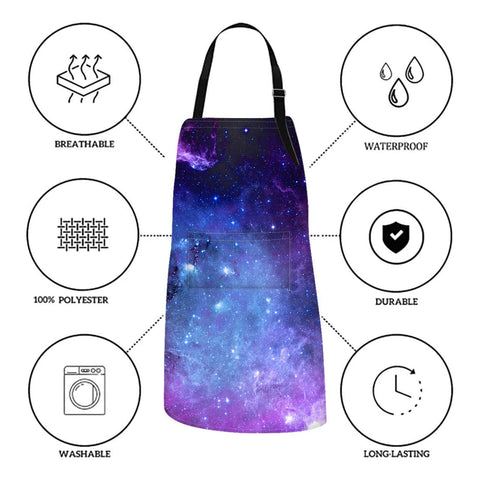 Britimes Space Purple Universe Delantal, bolsillos grandes para teléfono y utensilios