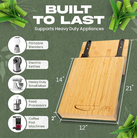 Broad Valley Bamboo Deslizador Electrodomesticos: acceso cómodo y orden en la cocina