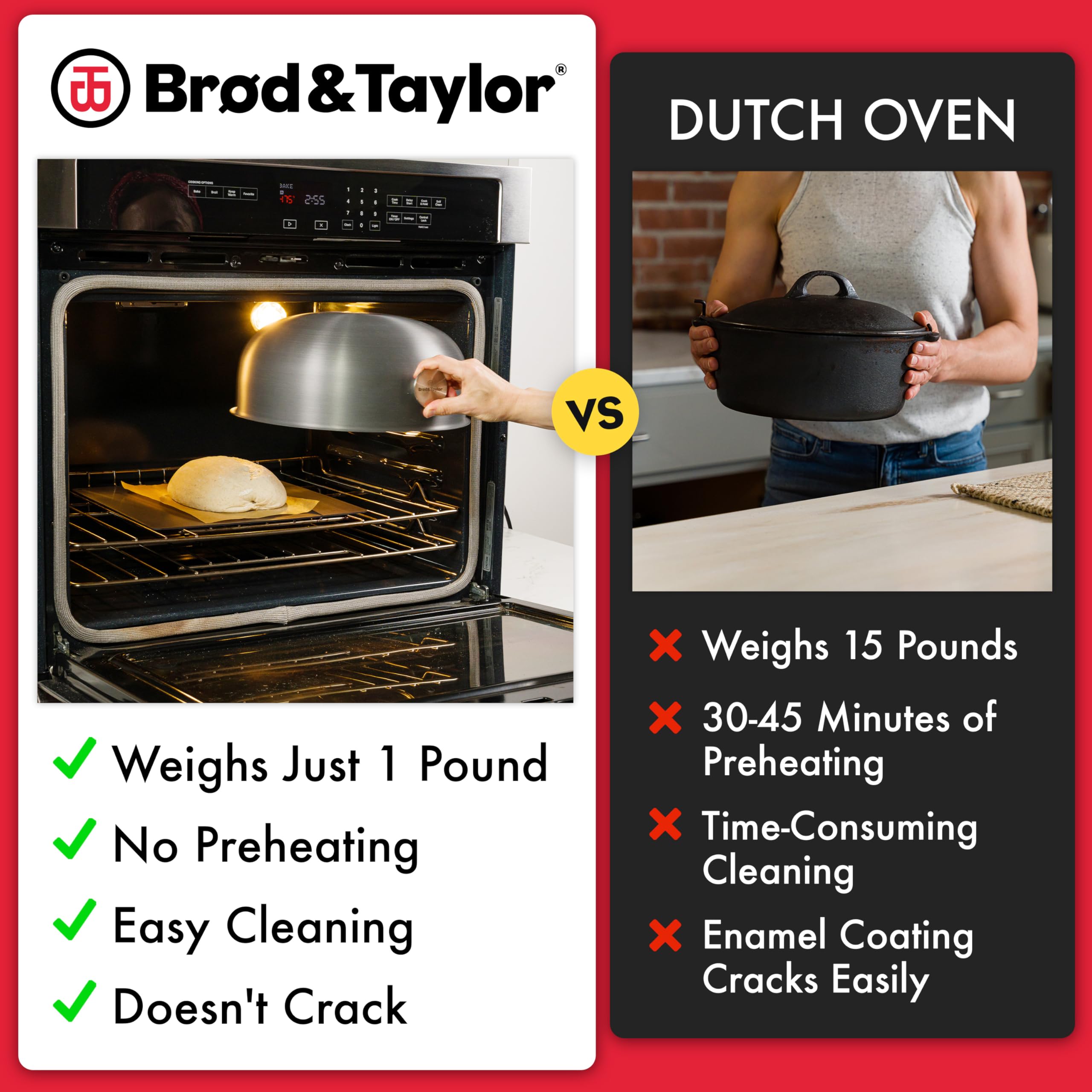 Brod & Taylor Ultralight Baking Shell en horno doméstico para pan uniforme