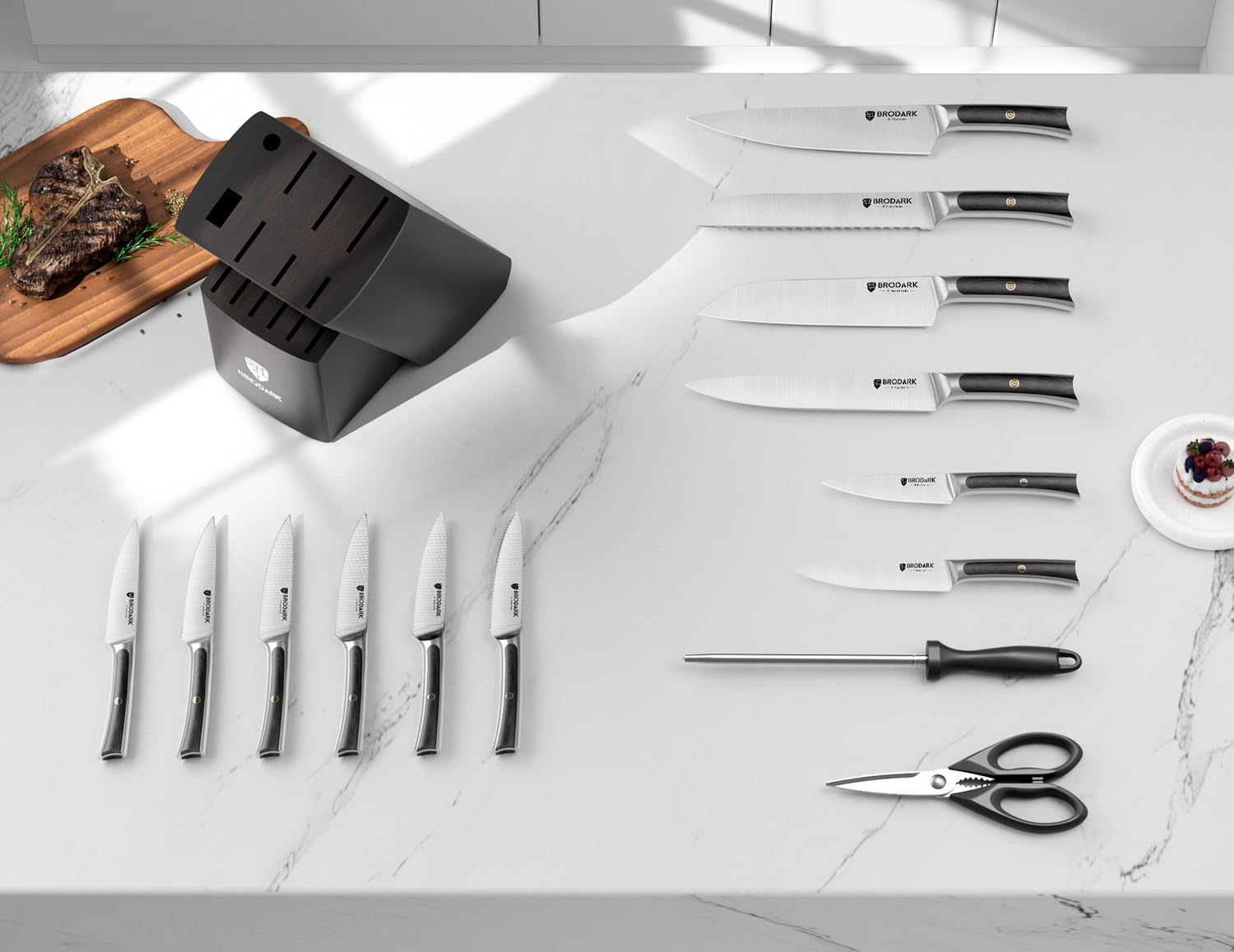 BRODARK cuchillo de pan 8 pulgadas con mango pakkawood para rebanadas limpias.