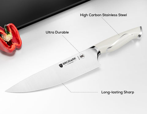 Cuchillo rebanar BRODARK 8 pulgadas, Serie Marfil para fiambres y asados