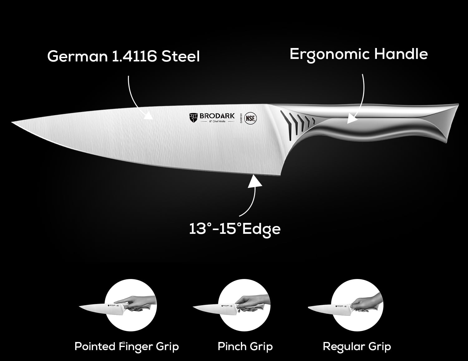 BRODARK cuchillo santoku 7 pulgadas Serie Shark: versatilidad para tareas diarias en la cocina.