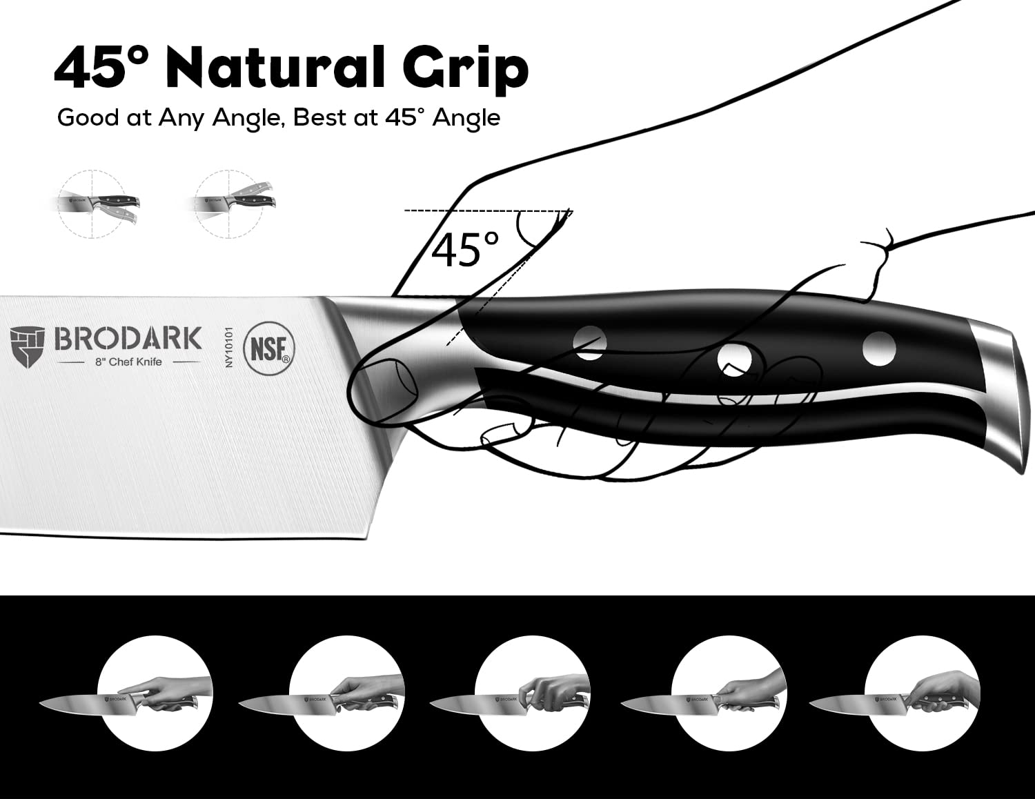 BRODARK cuchillo santoku de 7 pulgadas para picar verduras con control.