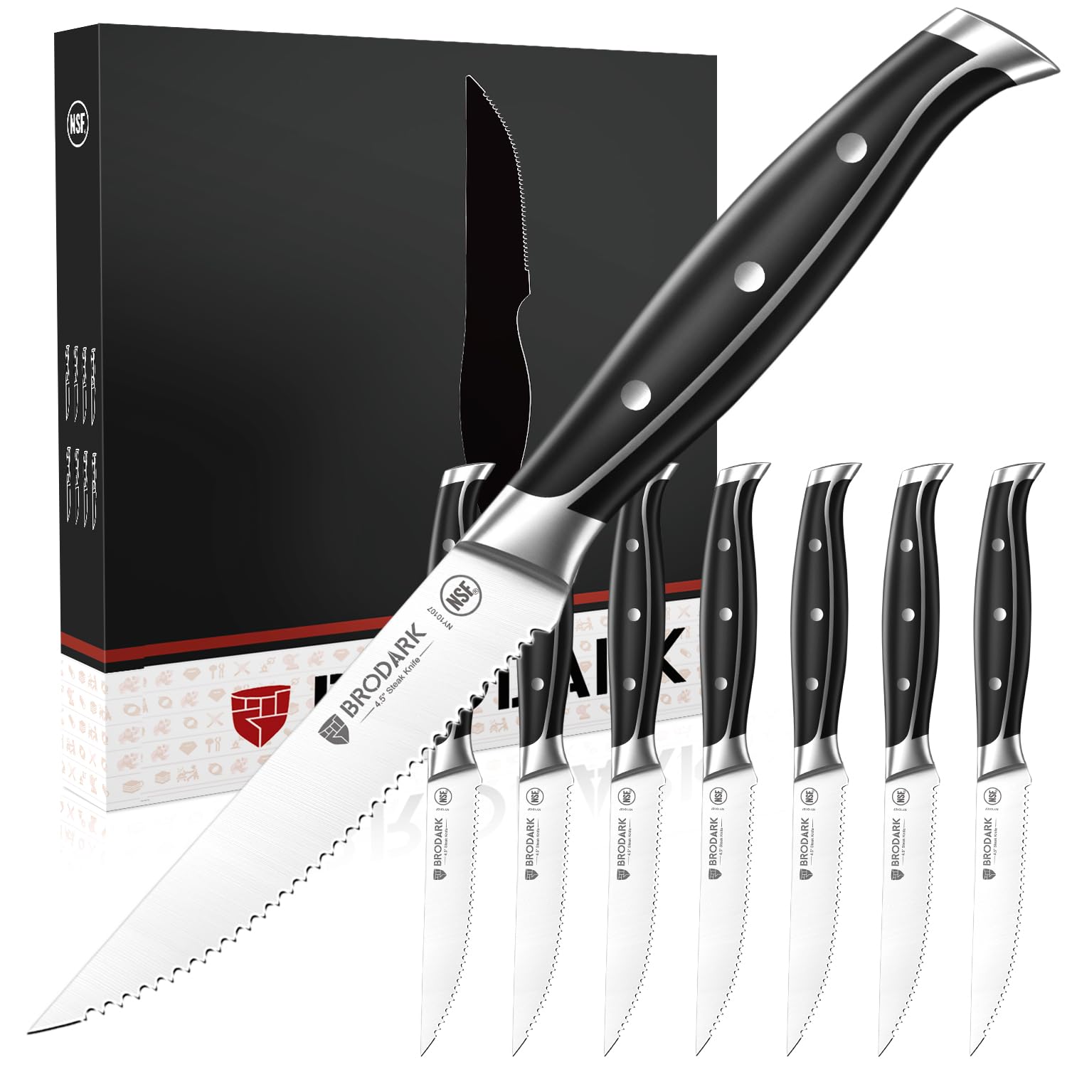 Cuchillos BRODARK para bistec con corte preciso y limpio.