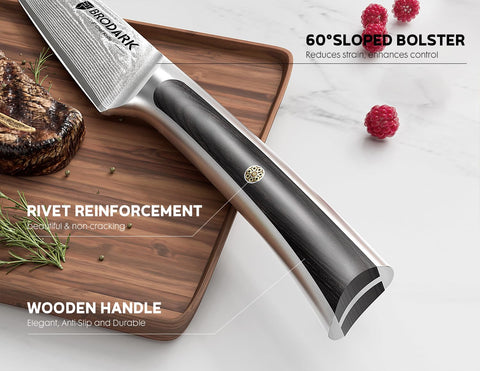 BRODARK mango pakkawood ergonómico para control cómodo