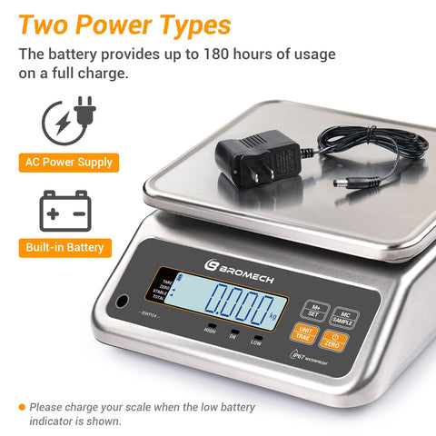 Batería recargable y adaptador AC para uso continuo.