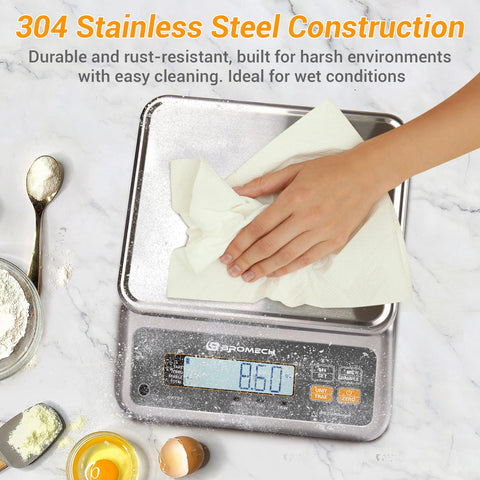 Capacidad de 30 kg (66 lb) para medir ingredientes grandes sin esfuerzo.