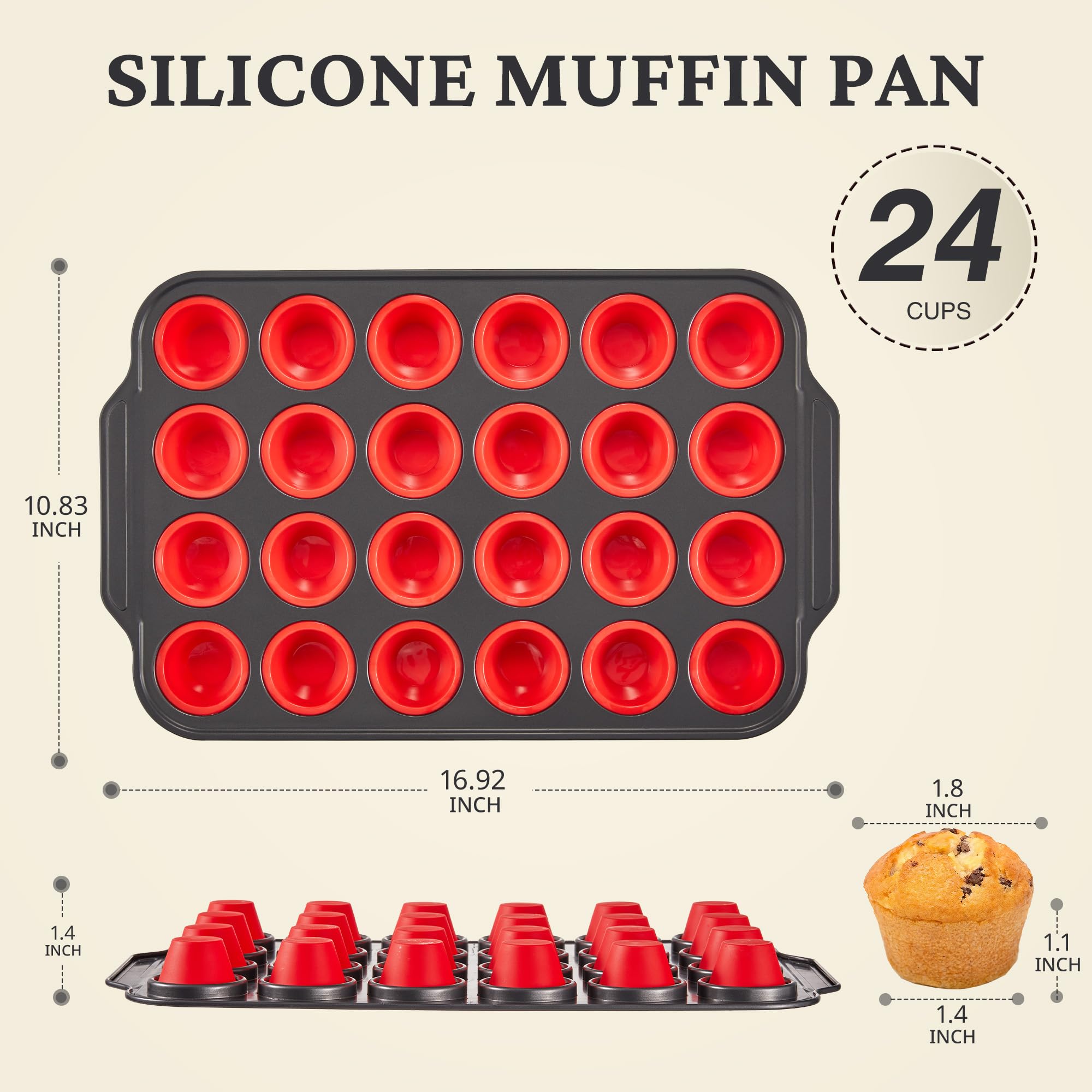BRONYPRO pan mini muffin de 24 cavidades en silicona