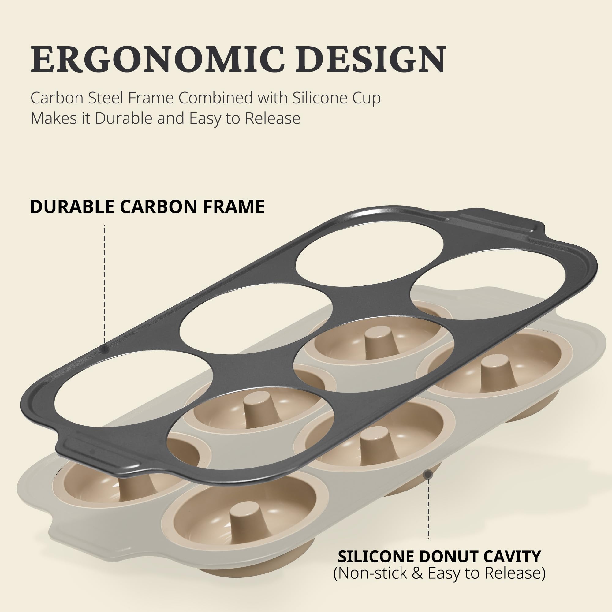 Bronypro donut pan cavidades grandes para porciones generosas.