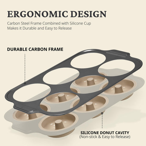 Bronypro donut pan cavidades grandes para porciones generosas.