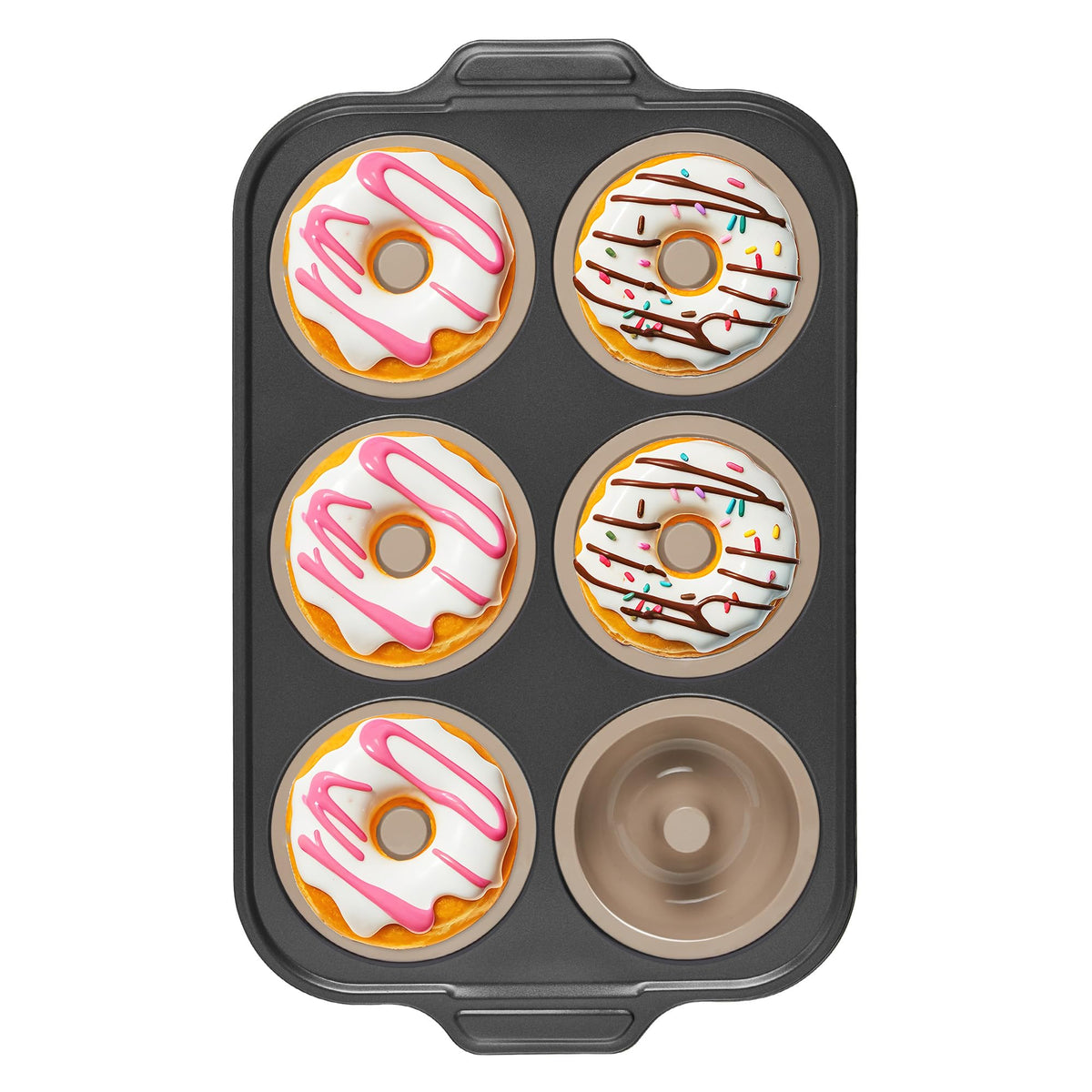 Bronypro molde donut silicona con marco de metal para hornear donuts estables.