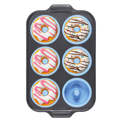 BRONYPRO Pan para donas con silicona y marco de metal resistente para resultados uniformes