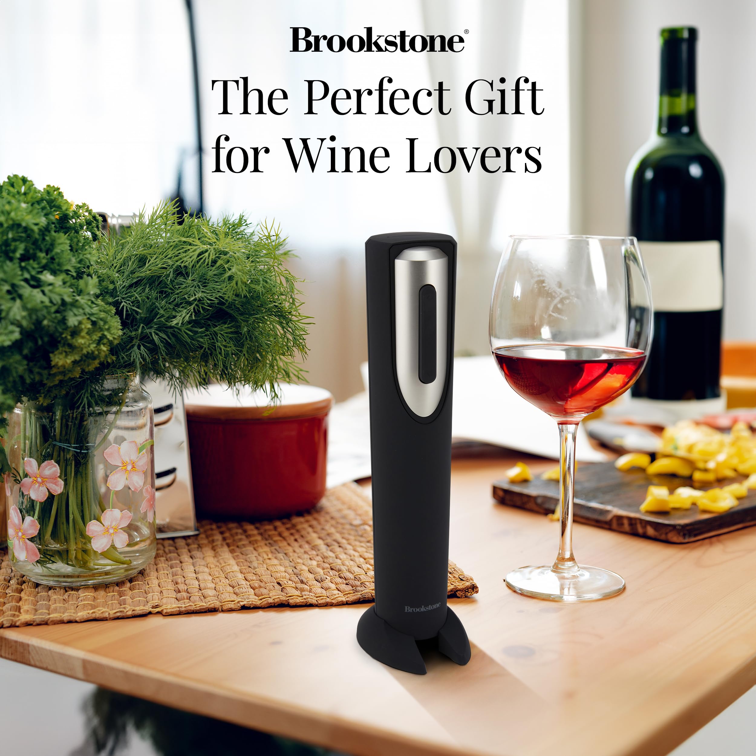 Brookstone abridor de vino eléctrico, diseño ergonómico para un agarre cómodo