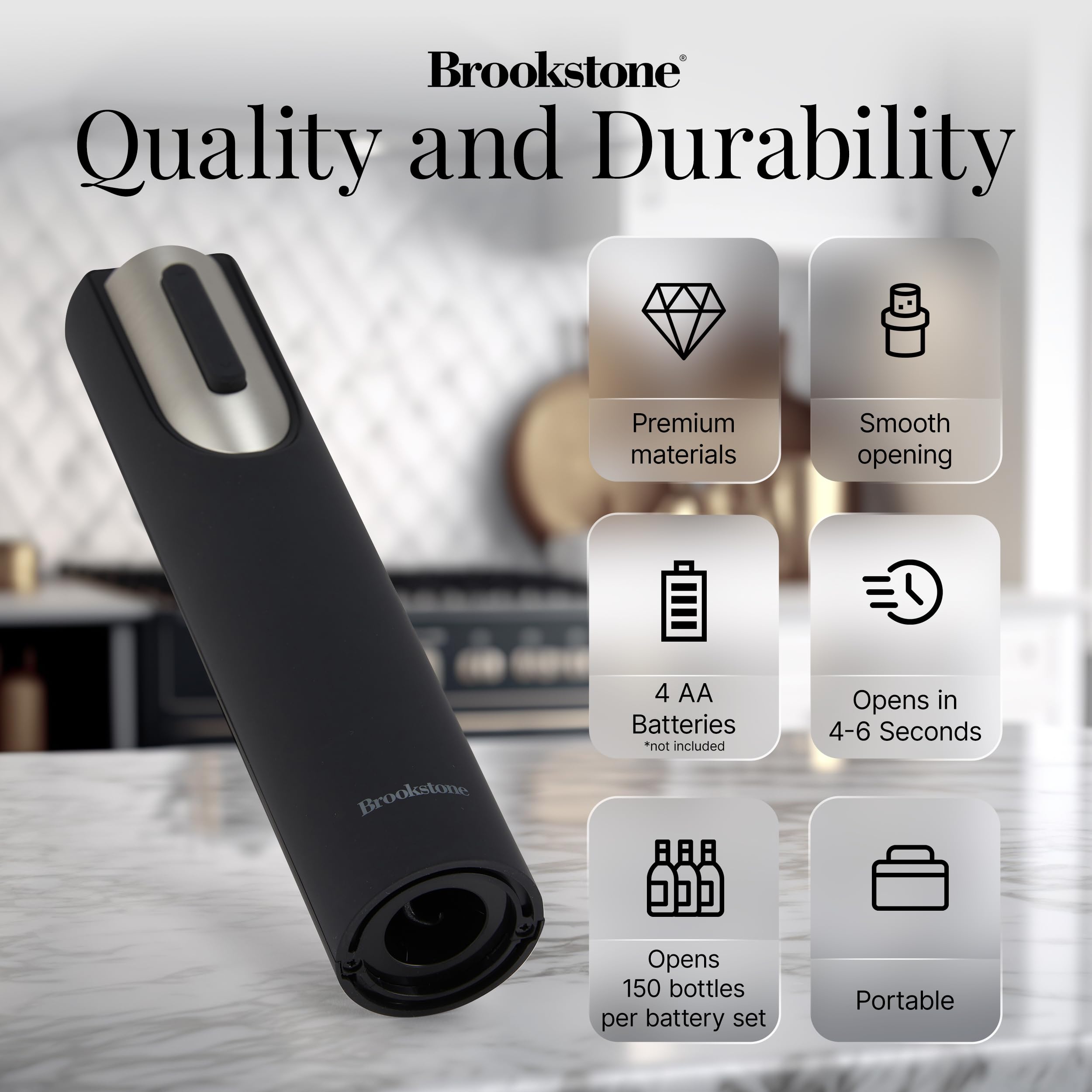 Brookstone soporte y estuche, aspecto elegante para almacenar el abridor