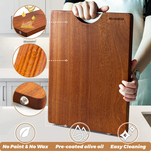 Tabla Brosisincorp Sapele, diseño reversible para carnes y verduras.