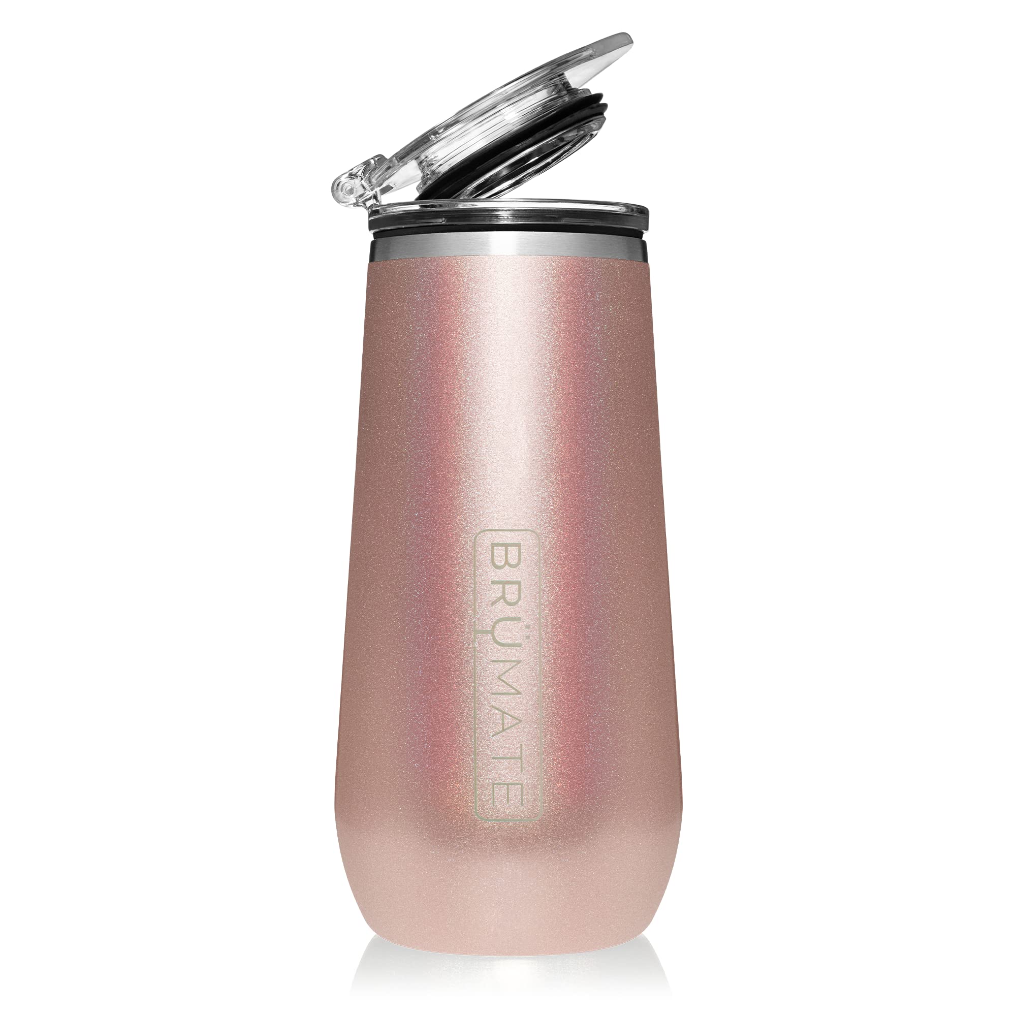 BrüMate copa de champán 12oz con tapa plegable mantiene la carbonatación y la frescura