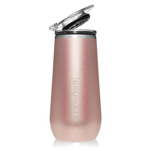 BrüMate copa de champán 12oz con tapa plegable mantiene la carbonatación y la frescura