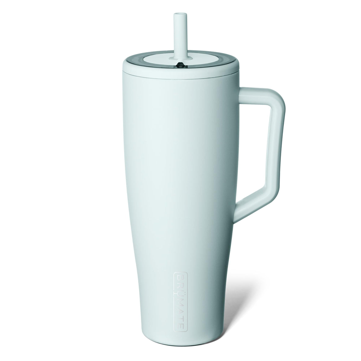 BrüMate Era 40 onzas: vaso con asa en azul agave, ideal para llevar sin derrames.