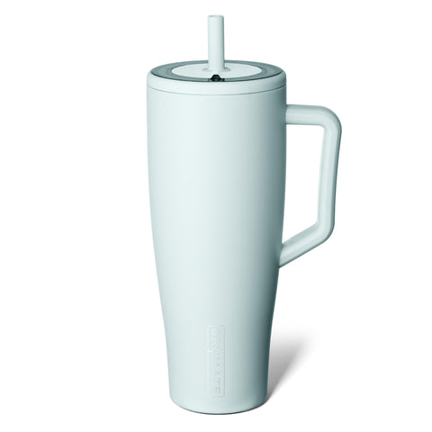 BrüMate Era 40 onzas: vaso con asa en azul agave, ideal para llevar sin derrames.